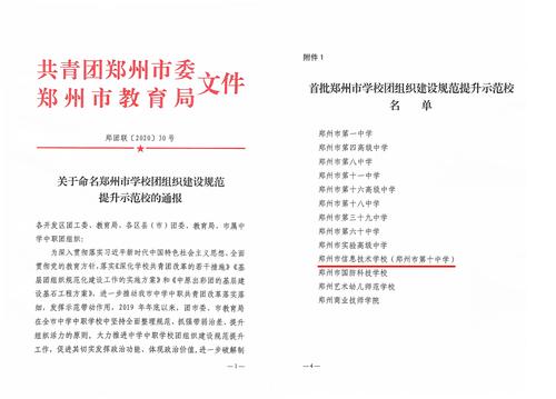 1威斯尼斯人298.cc被命名为首批郑州市学校团组织建设规范提升示范校